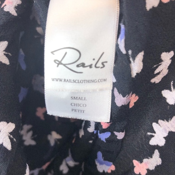 Rails Long Sleeve Butterfly Button Up Front Tie S - Picture 8 of 10